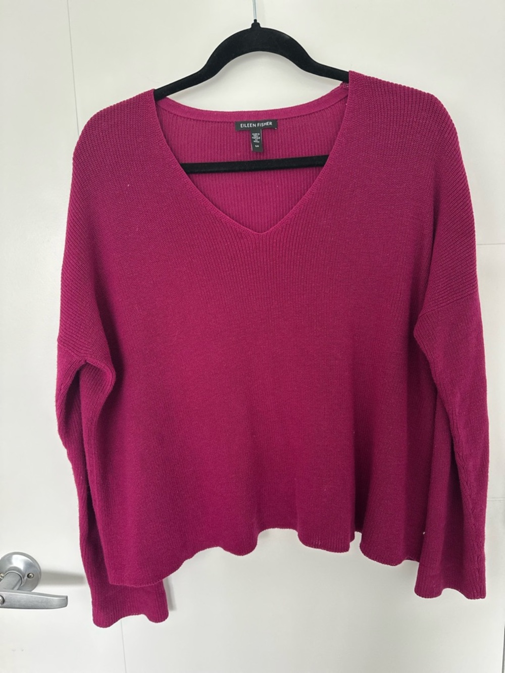 Eileen Fisher V-Neck Organic Cotton Pullover Sweater